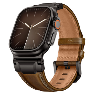 สายนาฬิกาหนังสำหรับ <span class=keywords><strong>Apple</strong></span> <span class=keywords><strong>Watch</strong></span> Ultra 10 9 8 <span class=keywords><strong>7</strong></span>วินเทจสายหนัง Crazy Horse สำหรับผู้ชาย - Product Image 1