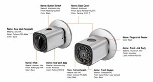 Tuya Bluetooth Fingerprint Smart Door Knob <b>Lock</b> with Keypad App and Mechanical Key - Product Image 5