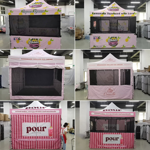 Tentes d'extérieur personnalisées pour la vente de nourriture, 10x15 pieds / 3x4,5 m, ensemble de tente à auvent enroulable avec demi-moustiquaire et fenêtres - Product Image 3