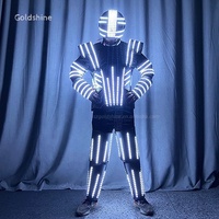 Costume de robot LED, costume spatial cool avec lumières clignotantes pour les spectacles sur scène, décorations de fête, vêtements scintillants avec accessoires de performance