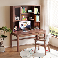 Bibliothèque en bois massif avec bureau intégré Modèle 979 #   Pour la maison, l'ordinateur, la chambre, le bureau, l'écriture des étudiants et des enfants