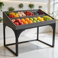 Étagère de présentation de fruits et légumes en métal robuste à usage commercial, 3 niveaux, étagère à marche escalonnée, présentoir de supermarché, stand de vente au détail