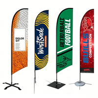 Drapeaux de plage personnalisés en gros, drapeaux publicitaires double face avec mât en fibre de verre, résistance au vent élevée