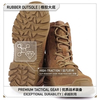 Bottes tactiques LUDEY en daim, hauteur mi-mollet, antidérapantes, respirantes, semelle extérieure en caoutchouc, fermeture éclair