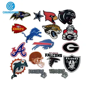 Toptan özel nakış Nfl amerikan futbolu takımları Logo demir 49ers yama Rugby ekibi Sf & Kc şönil yamalar