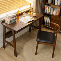 Escritorio de Madera Maciza, Estilo Japonés Simple, Escritorio para Computadora, Escritorio para Estudiantes, Mesa de Madera para Dormitorio o Sala de Estudio