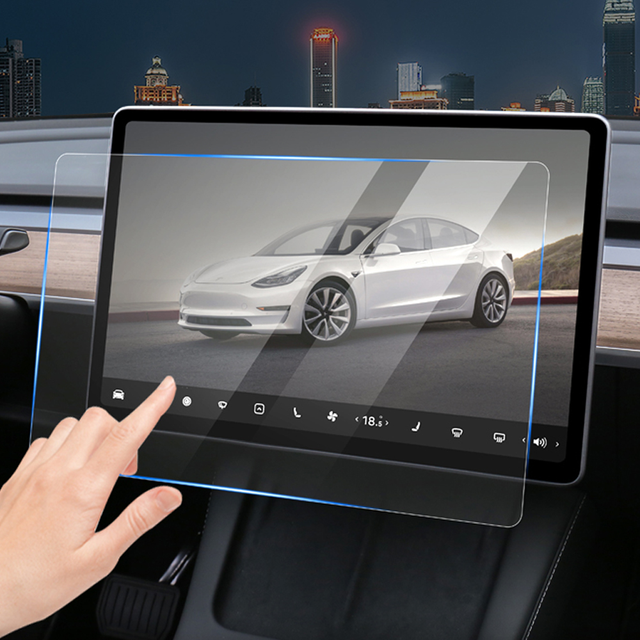 Newest HD Clear Anti-Glare Anti-Fingerprint Tempered Glass Screen Protector for Tesla Model 3 Y Easy GPS Navigation Automotive