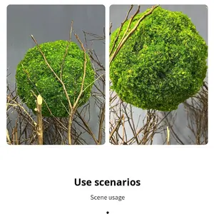 Boule de mousse verte artificielle en plastique souple à suspendre, décoration végétale pour usage extérieur - Product Image 4