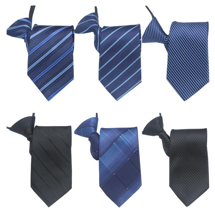 new design polyester striped men's necktie skinny school tie custom Men's Zip Tie Formal Wear Business