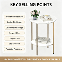 Table basse ronde de luxe en fer forgé européen durable pour hôtel avec rangement central