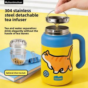 Vaso Térmico Moderno de Acero Inoxidable de 1L, Aislado al Vacío, con Asa, Antiderrames, de Alta Gama, Unisex, para Oficina, Portátil - Product Image 2