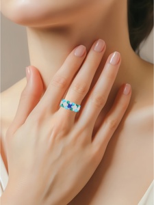 MUSHAN Alta Qualidade 925 Sterling Silver Wedding <span class=keywords><strong>Ring</strong></span> Diamante De Alto Carbono Luxo Pave Setting Anel de Noivado das Mulheres Cor Azul - Product Image 4