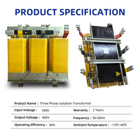 Transformateur CA 400V vers 400V 50Hz 60Hz, efficacité 98%, alimentation industrielle, transformateur d'isolement triphasé
