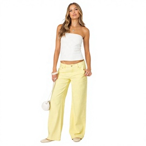 Jeans de Mezclilla para Mujer, Logotipo Personalizado, Cintura Media, Pierna Recta, Pierna Ancha, Estilo Boyfriend, Corte Regular, Ropa Casual de Calle, Transpirable, 100% Algodón - Product Image 5