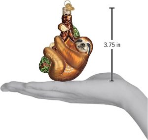 ชุดของตกแต่งต้นไม้คริสต์มาสแก้วรูปสลอธยิ้มแย้ม ดีไซน์สร้างสรรค์ งานฝีมือสไตล์โลกโบราณ ประดับด้วยดอกไม้สวยงาม ซีรีส์พืชพรรณสุดหรู พร้อมลวดลายการปีนป่ายบนภูเขา - Product Image 3