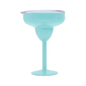 Customizable Macaron Color Sturdy Metal Margarita Glass Vacuum Insulated Stainless Steel Corktail Tumbler With Stem