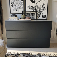 Commode à 6 tiroirs sans poignées, tiroirs de rangement en bois amovibles pour l'organisation de la chambre à coucher, pour le salon, en bois