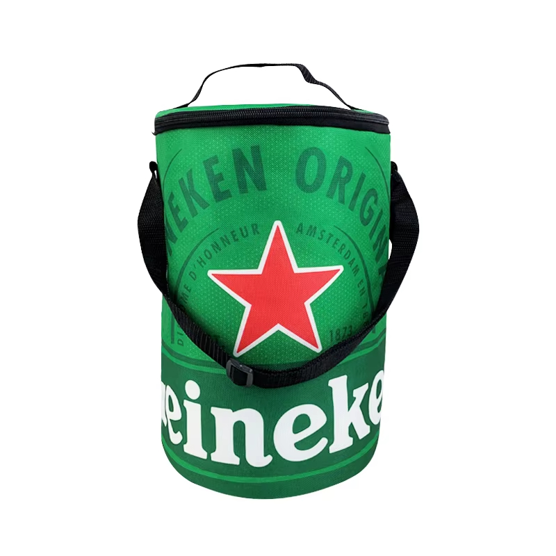 Reusable High Capacity Insulated Cooler Bag Waterproof Beer Takeout Cylindrical Ice Bag With Handle Eco-Friendly Food Storage