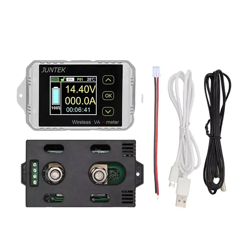 VAT1100 Meter Listrik Kendaraan Coulometer 100V 100A LCD Digital Nirkabel DC Tegangan Arus VA Meter