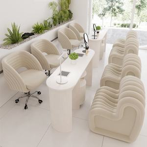 Modern Marble Cream Style Salon Nail Art <strong>Desk</strong> Table with Built-in High Power <strong>Hoover</strong> No Dust Leakage Commercial Furniture - Product Image 6