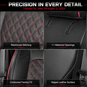 Funda de Asiento de Coche Personalizada para <span class=keywords><strong>Jeep</strong></span> Wrangler JL 2018-2024, Cuero Nappa de Lujo, Impermeable, Fácil de Limpiar, Juego Completo, Directo de Fábrica - Product Image 3
