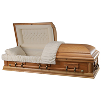Ataúd Funerario de Madera de Roble Macizo de Color Natural Directo de Fábrica, Ataúd de Alta Calidad para Entierro, Personalizable