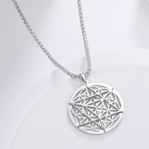 Collana con Geometria Sacra Merkabah, Pendente Stella <span class=keywords><strong>della</strong></span> <span class=keywords><strong>Vita</strong></span> Tetraedro, Amuleto Protettivo in Acciaio Inossidabile - Product Image 1