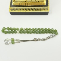 Bracelet de prière islamique, maillot de bain, jade 8 mm, 33 pièces, argent 925, Subha Misbaha, perles de pèlerinage musulmanes, Kerbai Tasbih, chapelet