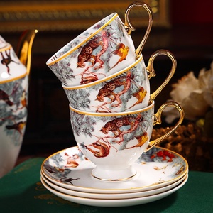 Equator Jungle Series 15pcs Ceramic Kitchen Drinkware Bone China Coffee <b>Tea</b> Cup <b>Set</b> Vintage Industrial Design Boxed Porcelain - Product Image 4