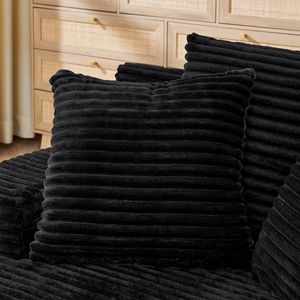 Corduroy Convertible Lounge <b>Sofa</b> <b>Bed</b> Set No Assembly Required Fluffy Modern Design with Memory Foam Filling - Product Image 2