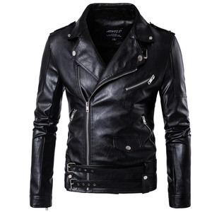Nuova moda Slim Fit giacca di <span class=keywords><strong>pelle</strong></span> nera Punk PU giacca da <span class=keywords><strong>uomo</strong></span> <span class=keywords><strong>Biker</strong></span> giacca da moto cerniera taglie forti giacche da <span class=keywords><strong>uomo</strong></span> - Product Image 6