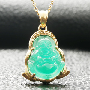Yunnique – collier avec pendentif bouddha en acier inoxydable, couleur or, serti de pierres, cadeau pour femmes, 27079 - Product Image 3