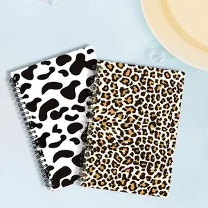 A5 Student PP Waterproof Cover Metal Spiral Building Leopard Horizontal Inner Page Daily Notebook For School
