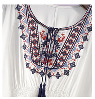 Ropa Bohemia para mujer, Top bordado, camisa informal de playa de verano, ropa de mujer de estilo nacional