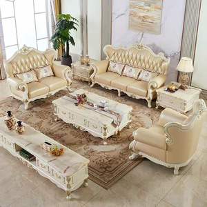 أثاث غرفة المعيشة الكلاسيكي الأوروبي بتشيسترفيلد خشبي منحوت صوفي مجموعة للمنزل أو الفندق - Product Image 3