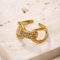 Cincin Stainless Steel Mewah Unisex dengan Tali yang Dapat Disesuaikan