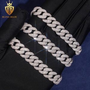 Chaîne cubaine en <span class=keywords><strong>argent</strong></span> 925 de 12 mm avec mosaïque, style hip-hop, sertie de moissanite VVS, personnalisée, pour homme - Product Image 4