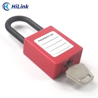 Candado de Seguridad Rojo HiLink P38P-Red de 38 mm, ABS+Nylon, con Llave Igualada, Bloqueo Eléctrico, Certificado CE, 1 Año de Garantía