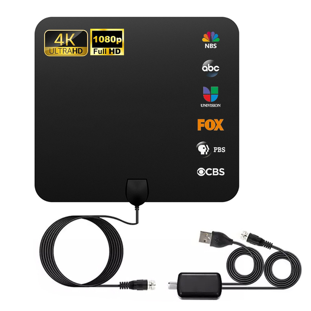 4K Ultra HD 4K Indoor Digital TV Antenna DVB-T Panel Free TV Aerial Receiving Digital Signals Ground HD TV Antenna