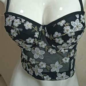 Corsé de Moda para Mujer, Tipo <span class=keywords><strong>Fiesta</strong></span>, con Malla, Estampado Floral, de Encaje y Lentejuelas, <span class=keywords><strong>Top</strong></span> Bralette, Korset para Mujer - Product Image 6