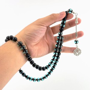Perline di preghiera musulmane in resina nera da 10 mm, 51 pezzi, braccialetto Tasbih islamico, rosario Imam Sobha Kir per piscina - Product Image 6