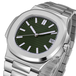 Montre de sport élégante couleur platine, lunette octogonale, cadran à motif vague, idéale pour les cadeaux d'entreprise de luxe - Product Image 2
