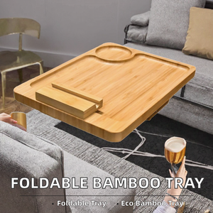 Bandeja de Reposabrazos para Sofá Plegable de Bambú Moderno con Acabado Lacado, Ecológica, para Bebidas y Comida en la Sala de Estar - Product Image 2
