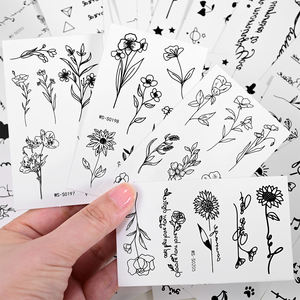 Set di 30 Adesivi per <span class=keywords><strong>Tatuaggi</strong></span> Temporanei per Donne, Cuore Nero/Farfalla/Floreale e Celeste, Impermeabili, <span class=keywords><strong>Tatuaggi</strong></span> Finti - Product Image 6