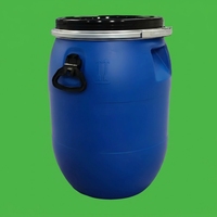 Seau en plastique JYP 25L HDPE bleu avec estampage doré, écologique, de qualité alimentaire, recyclable, hermétique, pour l'eau, avec anneaux en fer