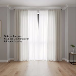 Cortina de Lino Sintético Transpirable, Mezcla de Poliéster y Lino, hasta 360 cm, para Salas de Estar y Hoteles. Cortina y Tela Transparentes - Product Image 3