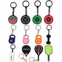Porte-clés personnalisés en PVC 2D/3D en forme de haltères, kettlebells, barres d'haltères, raquettes de padel et de tennis – Cadeau sportif