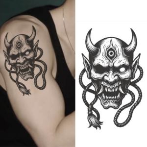 Autocollants de tatouage semi-permanents Totem Tribal pour bras, résistants à l'eau, en papier, pour hommes et femmes, tenue 2 semaines - Product Image 1