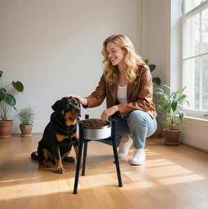 Support de gamelle surélevé en métal réglable en hauteur et largeur, ergonomique, pour grands chiens, utilisation intérieure – Tendance - Product Image 3