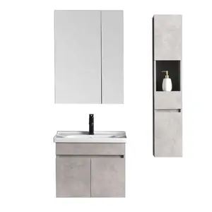 Small Size Wall Mounted Bathroom Cabinet Single Basin With Mirror Cabinet And Side Cabinet Bathroom Vanities